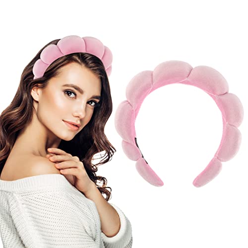 Damen Spa Stirnband Haarband Make up Haarband Weicher Schwamm Hautpflege Haarreifen Haarschmuck zum Waschen des Gesichts Make up Entferner, Dusche, Hautpflege (Rosa) von Yolev