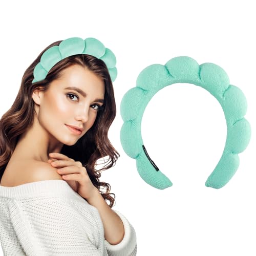 Damen Spa Haarband Stirnband Grün Make up Haarband Weicher Schwamm Hautpflege Haarreifen Haarschmuck zum Waschen des Gesichts Make up Entferner Dusche Hautpflege von Yolev