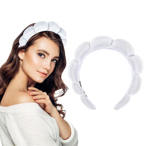 Damen Spa Haarband Stirnband Weiß Make up Haarband Weicher Schwamm Hautpflege Haarreifen Haarschmuck zum Waschen des Gesichts Make up Entferner Dusche Hautpflege von Yolev