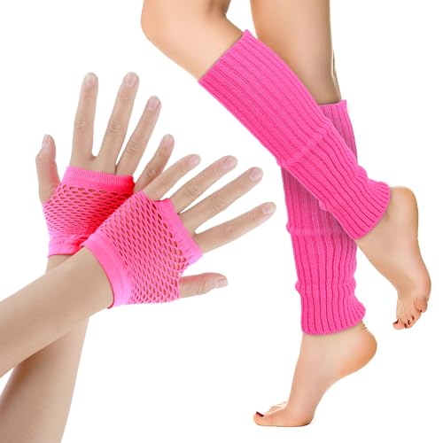 Stulpen Damen Fischnetz Handschuhe Elastische Beinstulpen und Netzhandschuhe 80er Jahre Party Bekleidungs Set Sport Yoga Zubehör Weich Netzhandschuhe Sportgeschenk von Yolev