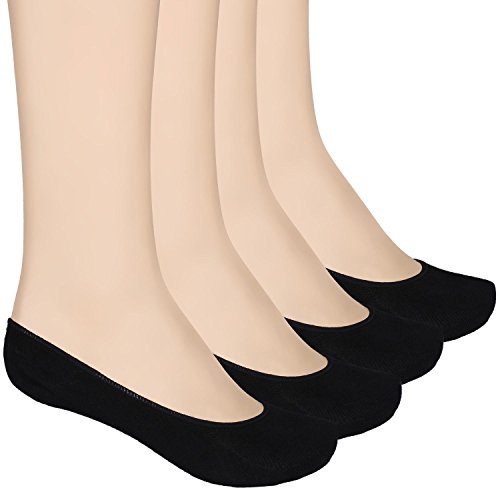 Füßlinge Baumwolle Ballerina Socken für Damen 4 Paar ein Pack mehre Farbe (schwarz) von Yolev