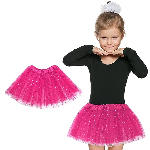 Mädchen Tutu Röcke Tüllrock 80er Jahre Retro Kinder Tutu Rock Halloween Weihnachten Urlaub Party Kostüm (Rose Red) von Yolev