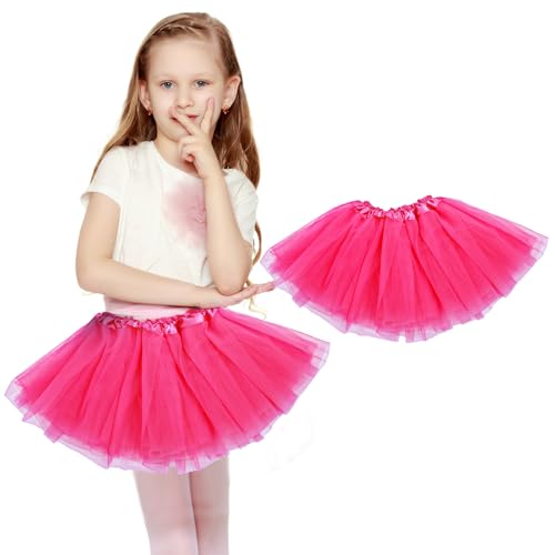 Mädchen Tutu Röcke Weiches Tüllrock 80er Jahre Retro Kinder Tutu Rock Halloween Weihnachten Karneval Urlaub Party Kostüm(Rose Rot von Yolev