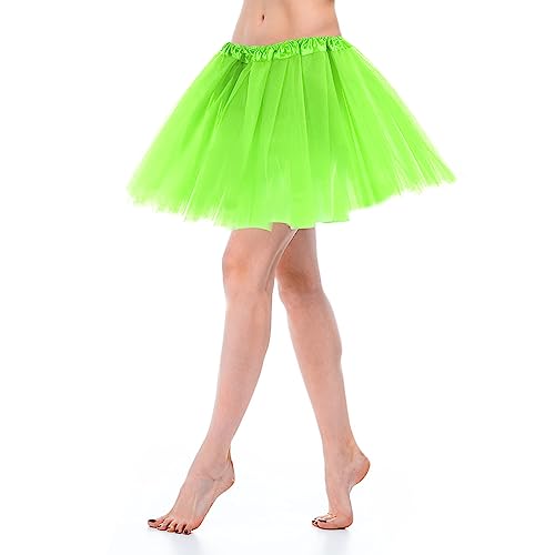 Tüllrock Damen Tutu Klassisch Elastisch 3 Lagig Tüll Tüllrock Hellgrün 80er Rock Tütü Dirndl Damen Kurz Dance Dress Up Party Zubehör Ballett Tanzkleidung Ballettkleidung 80er Jahre Outfit Damen von Yolev