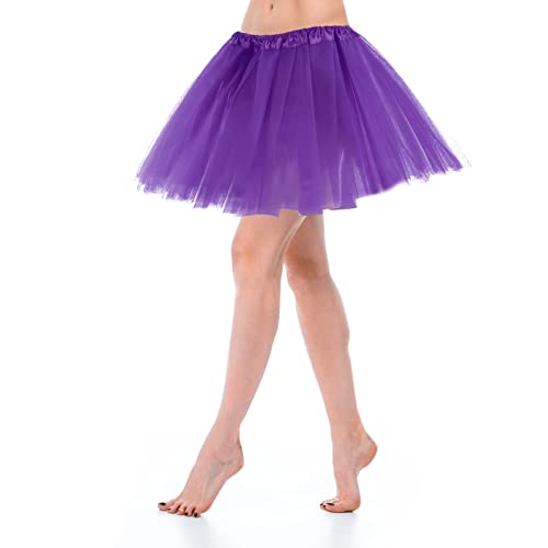 Tüllrock Tütü Damen Ballettkleidung Klassischer 3 Lagiger Tüllrock für Party Zubehör Tanzen Frauen Tutu Dunkellila Ballettkleid Dirndl Tanzkleidung Damen Kurz Ballett Rock 80er Jahre Outfit Damen von Yolev