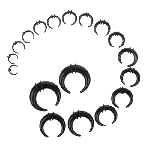 Yolev 18 Stück Septum Piercing Acryl Pincher Tapers C Form Piercing Nasenringe Septum Ringe Schwarz Weich Membran Stretch Set Piercing Schmuck Nase und Ohr für Damen Mädchen von Yolev