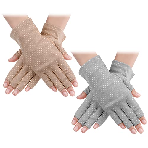 Yolev 2 Paar Anti UV Fingerlose Handschuhe Damen Sonnenschutzhandschuhe Fahrradhandschuhe Reithandschuhe Damen Rutsch Sonnenschutzhandschuhe Sommer Outdoor Fahren Radfahren Handschuhe armstulpen von Yolev