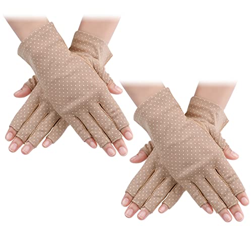 Yolev 2 Paar Anti UV Fingerlose Handschuhe Damen Sonnenschutzhandschuhe Fahrradhandschuhe Reithandschuhe Damen Rutsch Sonnenschutzhandschuhe Sommer Outdoor Fahren Radfahren Handschuhe armstulpen von Yolev