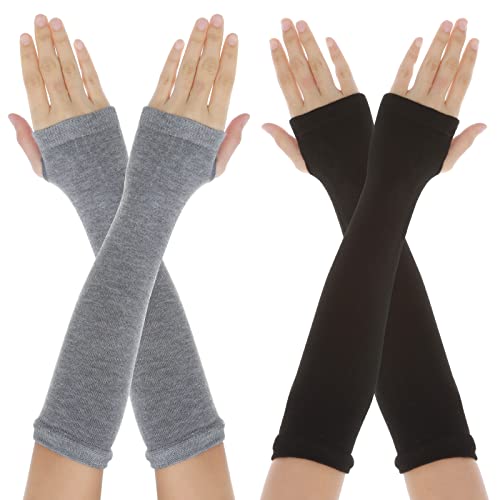 Yolev 2 Paar Damen Armstulpen Lange Fingerlose Handschuhe Strick Armstulpen Ärmel für Herbst Winter Stretch Handschuhe mit Daumenloch Armwärmer Yolev 2 Paar Damen Armstulpen Lange Fingerlose Handschuhe Strick Armstulpen Ärmel für Herbst Winter Stretch Handschuhe mit Daumenloch Armwärmer von Yolev