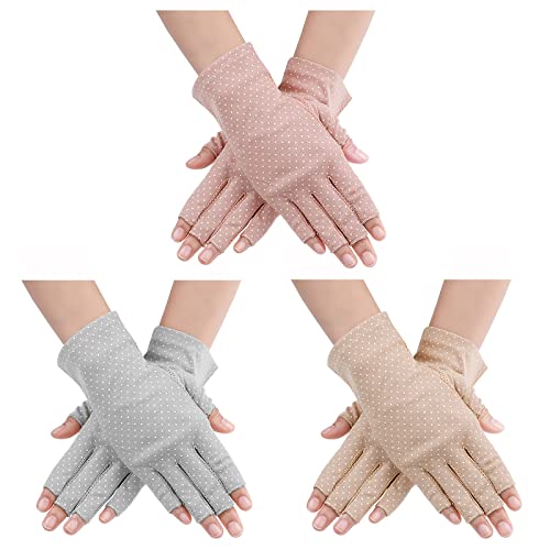 Yolev 3 Paar Damen Fingerlose Handschuhe UV Schutz Nägel Handschuhe Sommer Sonnenschutz Fahrhandschuhe Nail Art Schutzhandschuhe Für Outdoor Fitness Sport von Yolev