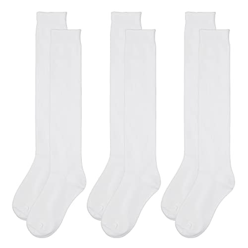 Yolev 3 Paar Kinder Kniestrümpfe Weiß Baumwolle Sport Lange Sockens Schuluniform Socken Für Mädchen Jungen Overknee Socken von Yolev
