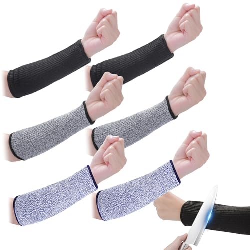 Yolev 3 Paar Unterarmschoner Armschutz Ärmel Herren Armsleeve Schnittfeste Stulpen Arbeitsschutz Dünne Haut Schneiden Hitzebeständig Damen für Gartenarbeit Kochen Schweißen Schnittfeste Ärmel von Yolev