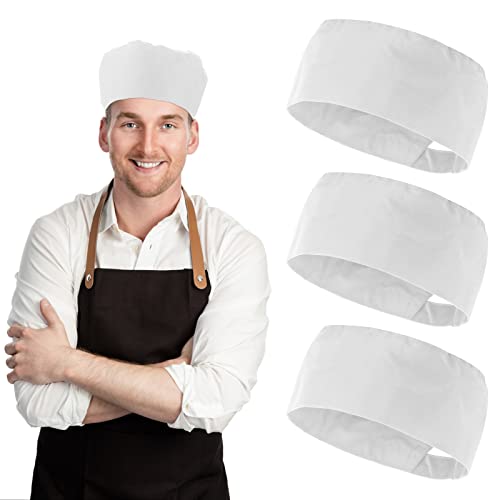 Yolev 3 Stück Kochmütze für Herren Weiße Verstellbarer Küchenkochhut Gastronomiehut mit Elastischer Beanie Elastischer Hut für Männer und Frauen Küchenkochservice von Yolev