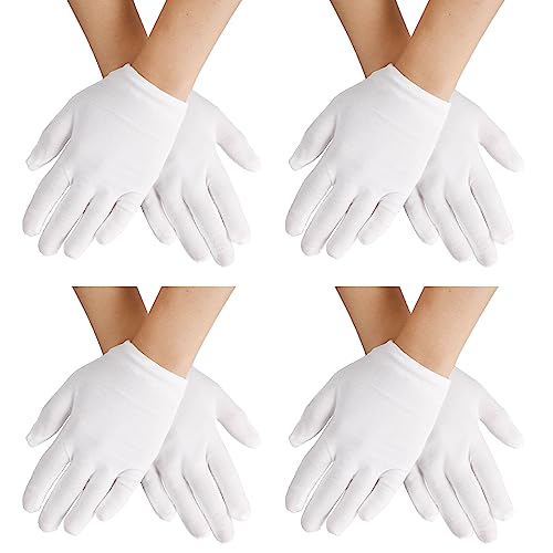 Yolev 4 Paar Weiße Kinder Handschuhe Mädchen und Jungen Weiße Baumwollhandschuhe Cosplay Kostüm Kleiderhandschuhe Handgelenklänge Formelle Party Hochzeits Handschuhe von Yolev