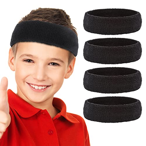 Yolev 4 Stück Haarband Schweißband Kinder Stirnband Jungen Stirnband Schweiß Stirnband Sport Headband Stirnband Schweiß Stirnband Stirn Schweissband Basketball Anzug Sport Herren Damen von Yolev