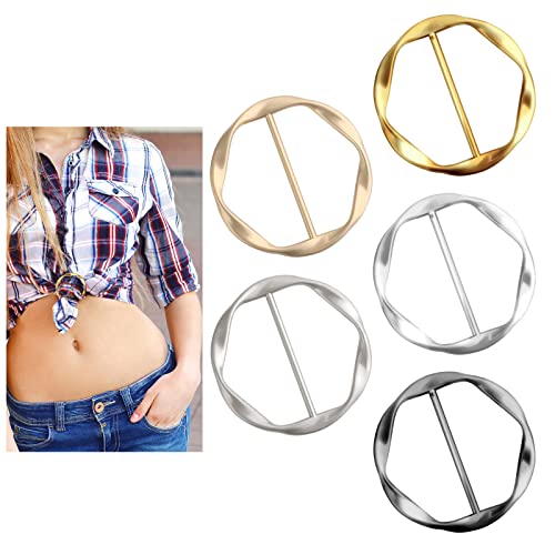 Yolev 5 Stück Metall T Shirt Clips Seiden Schal Ring Clip T Shirt Krawatten Clips Kleidungs Eckknopf Metall runder Kreis Clip Schnalle Kleidungsring Wickelhalter für Frauen und Mädchen von Yolev