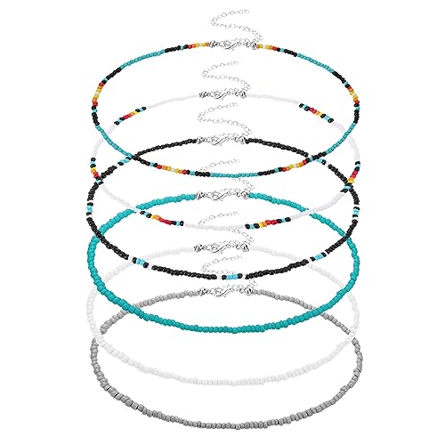 Yolev 6 Stück Bunte Perlen Ketten Choker Boho Strand Perlen Halsketten Armbänder Damen Mädchen Schmuck（Farbe 2） von Yolev