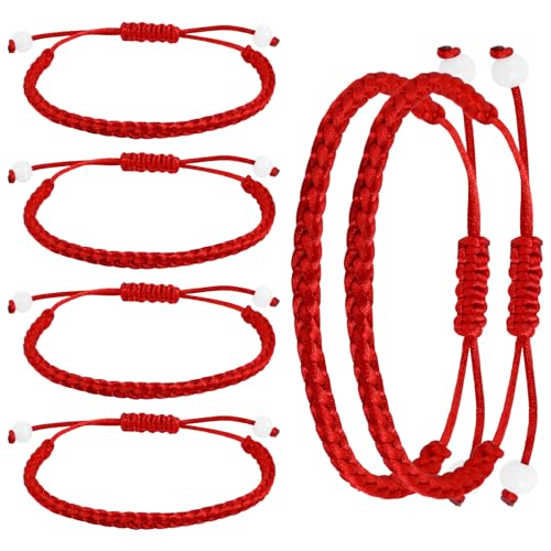 Rotes Armband Damen Kabbalah Glücksarmband Verstellbare Rote Seil Geflochtenes Armband für Männer und Frauen Freundschaftsbänder 6 Stück von Yolev