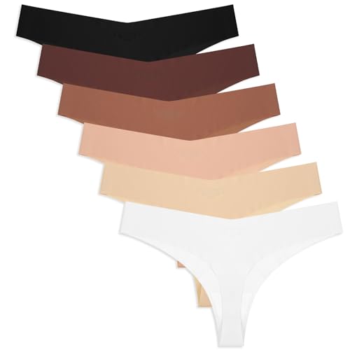 Yolev 6er Pack Seamless Tanga Damen String Nahtlose Unterhosen Unsichtbarer Slips String Tanga Damen Nahtlos Slips Nahtloser Tanga für Damen Unsichtbarer V Taillen Slip (M) Mehrfarbig von Yolev