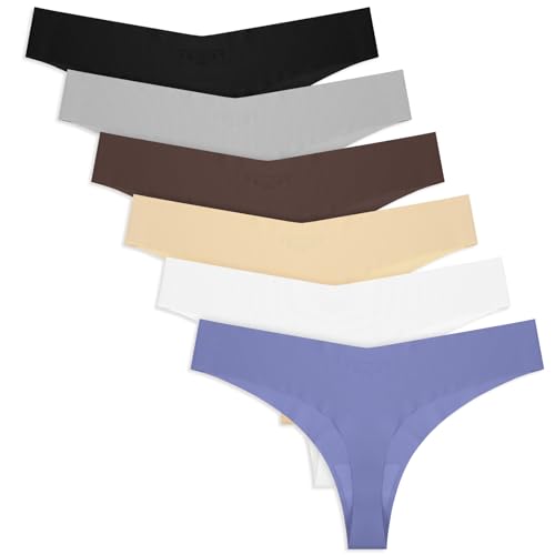 Yolev 6er Pack Seamless Tanga Damen String Nahtlose Unterhosen Unsichtbarer Slips V Taillen Slip (M, Mehrfarbig) von Yolev