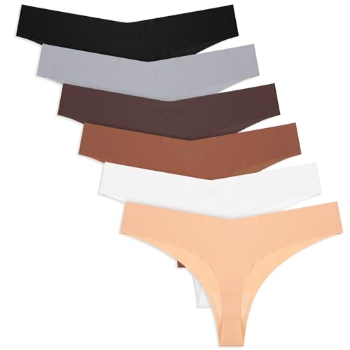 Yolev 6er Pack Seamless Tanga Damen String Nahtlose Unterhosen Unsichtbarer Slips String Tanga Damen Nahtlos Slips Nahtloser Tanga für Damen Unsichtbarer V Taillen Slip (M-Mehrfarbig) von Yolev