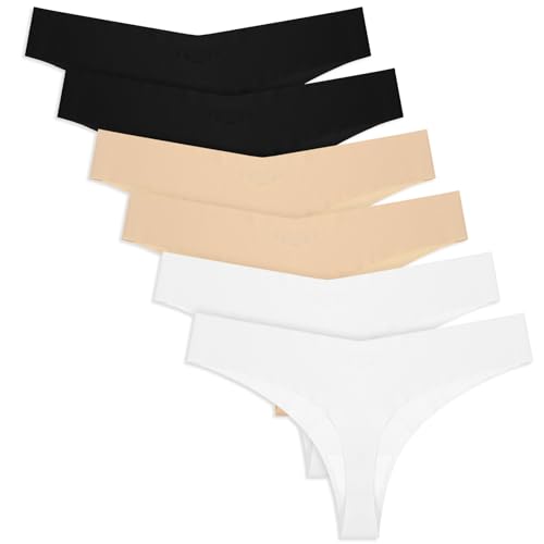 Yolev 6er Pack Seamless Tanga Damen String Nahtlose Unterhosen Unsichtbarer Slips String Tangas Frauen Nahtlos Slips Nahtloser Tanga für Damen Unsichtbarer V Taillen Slip (Mehrfarbig, M) von Yolev