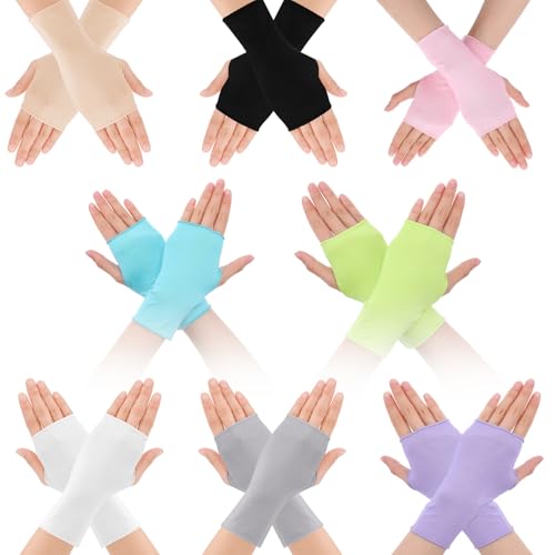 Yolev 8 Paar Sunblock Fingerlose Handschuhe Dünne handschuhe Fahrradhandschuhe Damen Sonnenschutz UV Handschuhen für Autofahren Sport Camping Wandern Outdoor von Yolev