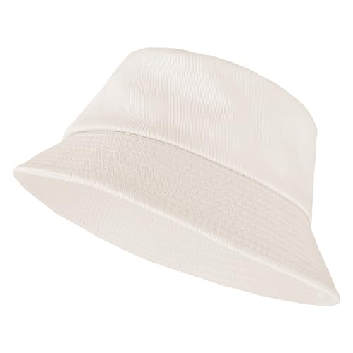 Yolev Fischerhut Damen Eimerhut Einfarbig Sonnenblende Bucket Hat mit UV Schutz Sonnen Hut Beige Faltbar Sommer Outdoor Sporthut Anglerhut Herren von Yolev