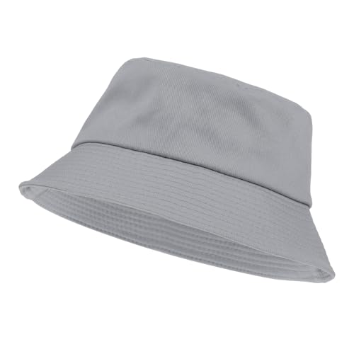 Yolev Fischerhut Damen Eimerhut Einfarbig Sonnenblende Bucket Hat mit UV Schutz Sonnen Hut Grau Faltbar Sommer Outdoor Sporthut Anglerhut Herren von Yolev