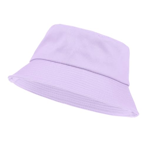 Yolev Fischerhut Damen Eimerhut Einfarbig Sonnenblende Bucket Hat mit UV Schutz Sonnen Hut Hellviolett Faltbar Sommer Outdoor Sporthut Anglerhut Herren von Yolev