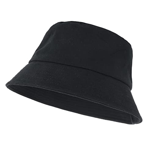 Yolev Fischerhut Damen Eimerhut Einfarbig Sonnenblende Bucket Hat mit UV Schutz Sonnen Hut Schwarz Faltbar Sommer Outdoor Sporthut Anglerhut Herren von Yolev