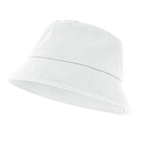 Yolev Fischerhut Damen Eimerhut Einfarbig Sonnenblende Bucket Hat mit UV Schutz Sonnen Hut Weiß Faltbar Sommer Outdoor Sporthut Anglerhut Herren von Yolev