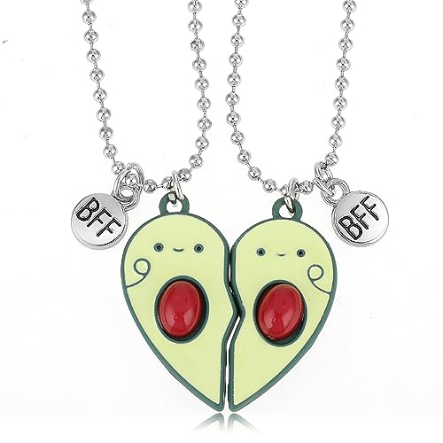 Yolev Freundschaftsketten für 2 Magnetisch Passende Freundschafts Halskette Geburtstag Weihnachten Brautjungfer BFF Ketten für 2 Mädchen Schwester Beste Freunde BFF Avocado Herz Kette von Yolev