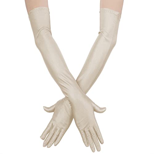 Yolev Lange Handschuhe Farbe Damen Satin Fingerhandschuhe Oper Braut Tanzhandschuhe Party Farbe Stretchhandschuhe Erwachsene von Yolev