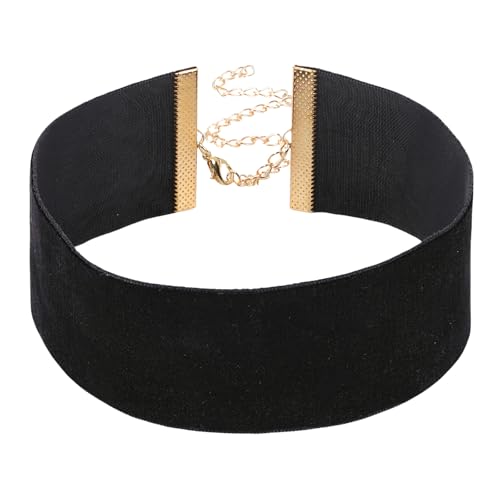 Yolev Samt Choker Halskette Schwarz Breit Trachtenkette Enganliegend Damen Samt Kropfband Breit Halsband Gothic 90er Jahre Halskette für Frauen Damen Urlaubsparty Cosplay Geburtstags von Yolev