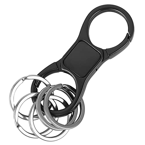 Yolev Schlüsselanhänger Karabiner Schlüsselanhänge Schnellverschluss Feder Schlüsselbund mit 4 Schlüssel Anhänger Schlüsselringen Robuster Keychain Schlüssel Karabiner Herren Geschenk Papa Schwarz von Yolev