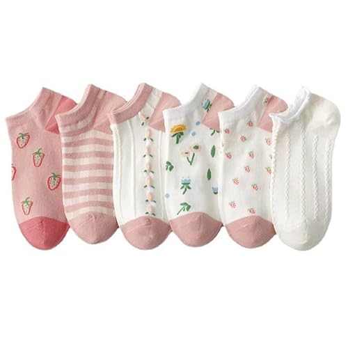 Yolhloy 10 Paar Sneaker Socken Damen Baumwolle, Süße Kurze Socken Füßlinge mit Mustern, Freizeitsocken Weichen Sportsocken fur Damen Mädchen von Yolhloy