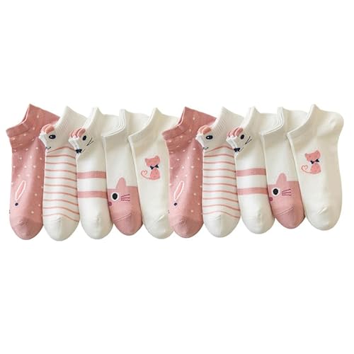 Yolhloy 10 Paar Sneaker Socken Damen Baumwolle, Süße Kurze Socken Füßlinge mit Mustern, Freizeitsocken Weichen Sportsocken fur Damen Mädchen von Yolhloy