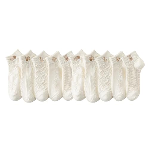 Yolhloy 10 Paar Sneaker Socken Damen Baumwolle, Süße Kurze Socken Füßlinge mit Mustern, Freizeitsocken Weichen Sportsocken fur Damen Mädchen von Yolhloy