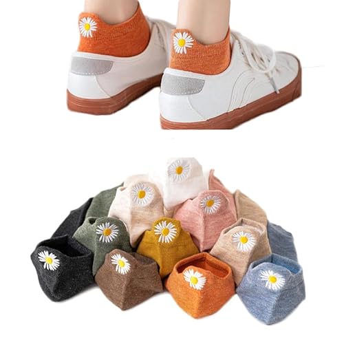 Yolhloy 5 Paar Damen Socken Baumwolle, Mädchen Bunte Socken Niedlich Komfortabel Lustige Socken Bestickte Cartoon Kurze Socken Sportsocke Frauen Socken von Yolhloy