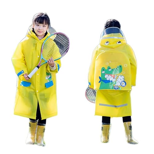 Yolhloy Kinder Regenmantel für Mädchen Jungen, Tragbarer Faltbar EVA Regenjacke Leichter Wasserdicht Regenponcho mit Kapuze, Regenanzug für Wandern Camping Reisen von Yolhloy