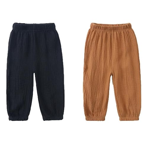 Yolhloy Mädchen Jungen Lange Hose Dünn Pumphose Leinenhose Bloomers Baumwolle Jogginghose Lässige Elastische Sommerhose für Kinder Baby von Yolhloy