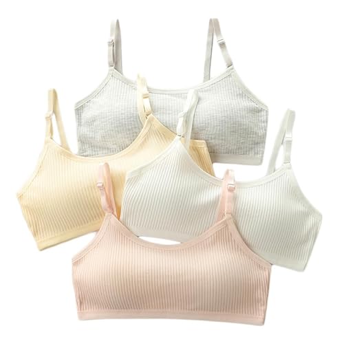 Yolhloy Mädchen Sport BH Baumwolle Bustier Trainings-BH mit Abnehmbare Pads Trägertop Komfort Stretch Bralettes für Kinder Tweens Teenager 4 Pack von Yolhloy
