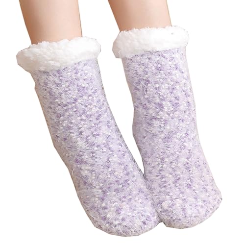 Yolhloy Stoppersocken Kuschelsocken Damen Mädchen 39-42 35-38, Thermosocken Dicke Warme Socken Winter Flauschige Rutschsichere Haussocken Hüttensocken mit Noppen von Yolhloy