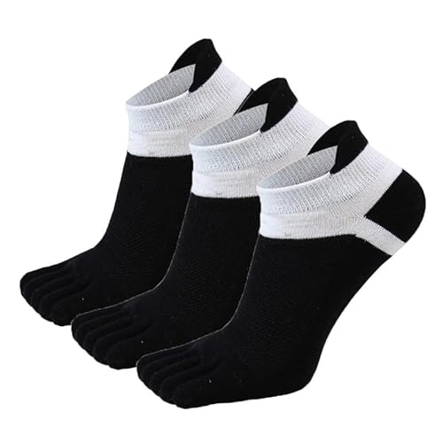 Yolhloy Zehensocken Damen Fünf Finger Socken Baumwolle, Damen Sneaker Socken mit Zehen für Sport Laufende Freizeit, Atmungsaktive und Bunte Socken, EU 35-40, 3 Paare von Yolhloy