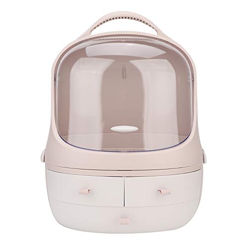 YolieraArt Make-up-Organizer, Aufbewahrungsbox, rosa Schreibtisch-Kosmetik-Organizer mit Deckel und Griff, große Kapazität, doppellagig, Make-up-Koffer für Badezimmer, Schlafzimmer, Schminktisch von YolieraArt