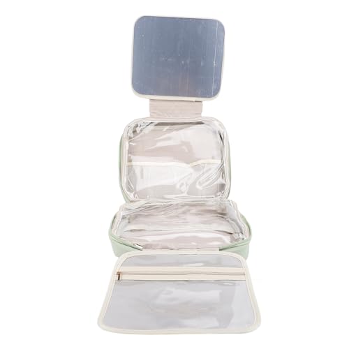 YolieraArt Reise-Make-up-Tasche zum Aufhängen, mit Spiegel, großes Fassungsvermögen, 27 x 24 x 11 cm, Kosmetik-Organizer, wasserabweisender PU-Kulturbeutel mit Haken für Damen, Grün, Hängender Typ von YolieraArt