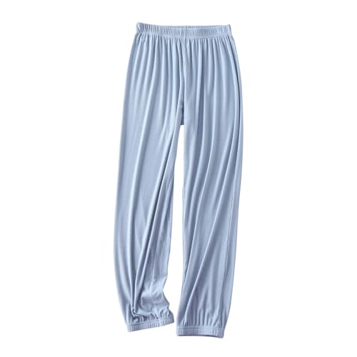 Wanderhose Damen Pyjamahose Damen Lang Weite Einfarbig Schlafhose Stretch Bequem Freizeithose Jogginghose Yogahose Nachtwäsche Elastische Hoher Taille Hosen Lounge Sleep Pj Bottoms von Yolimok