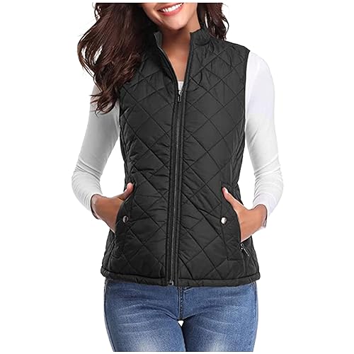 Yolimok DaunenWeste Damen Sale,Stehkragen Weste Jacke Reißverschluss Steppweste Winter Warm Leicht Winterjacke Warme ärmellose Übergangsweste Elegant Tailliert Winddicht wasserdicht Weste von Yolimok