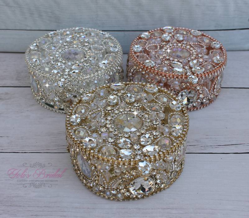 Schneller Versand Schöne Schmuckschatulle, Hochzeit Ring Box, Runde Geformte Funkelnde Hochzeitsgeschenk, Brautschmuckschatulle, Mutter von YolisBridal